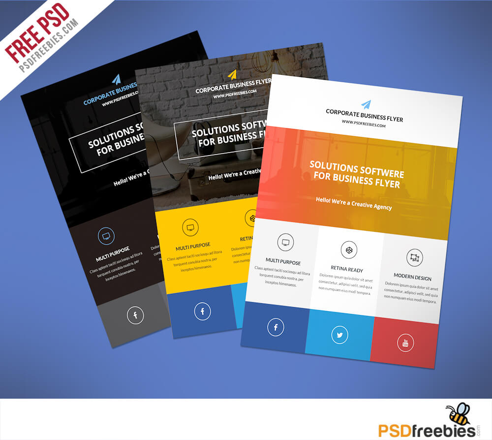 Flat Clean Corporate Business Flyer Free Psd | Psdfreebies With Regard To Cleaning Brochure Templates Free