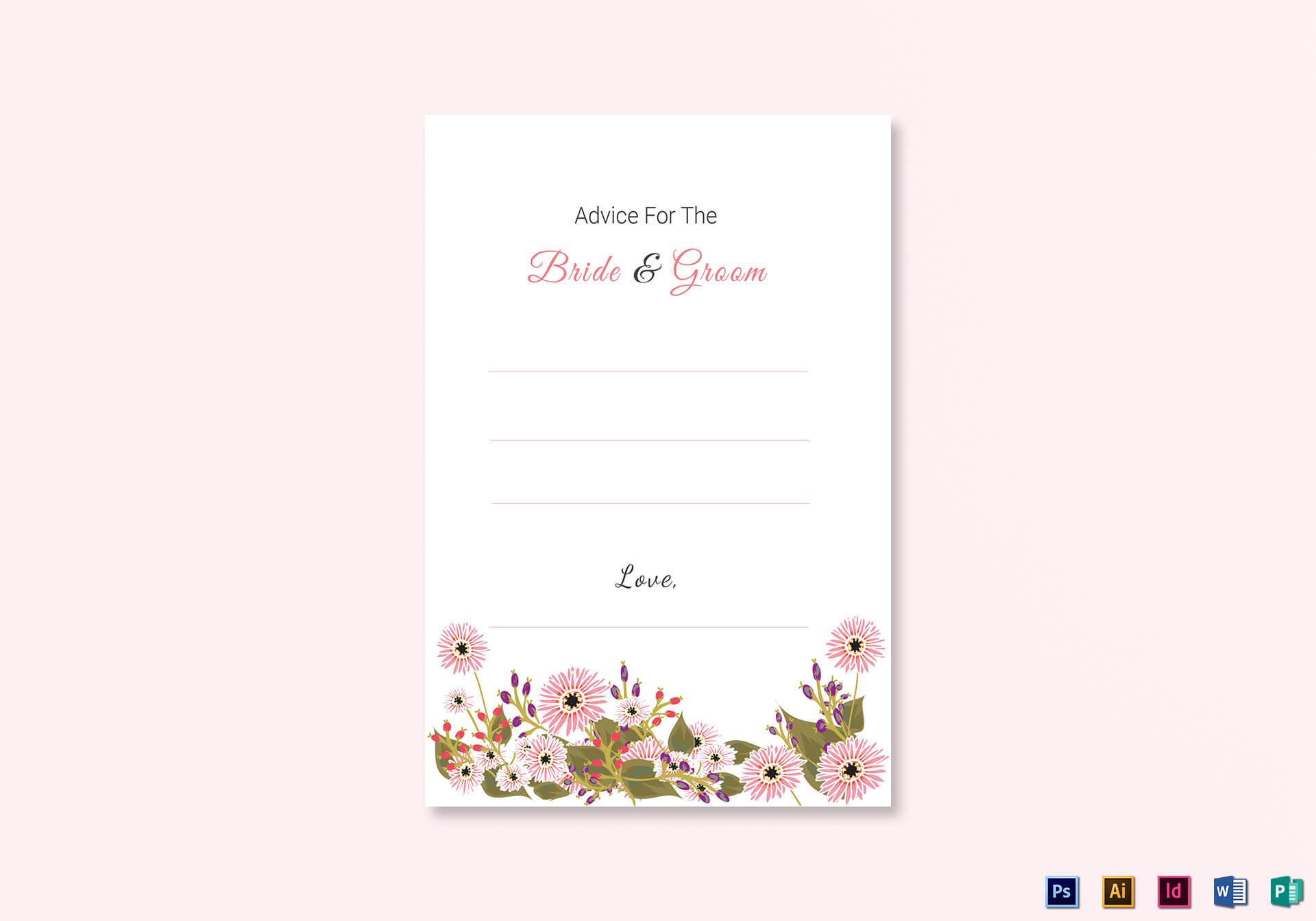 Floral Wedding Advice Card Template Pertaining To Marriage Advice Cards Templates