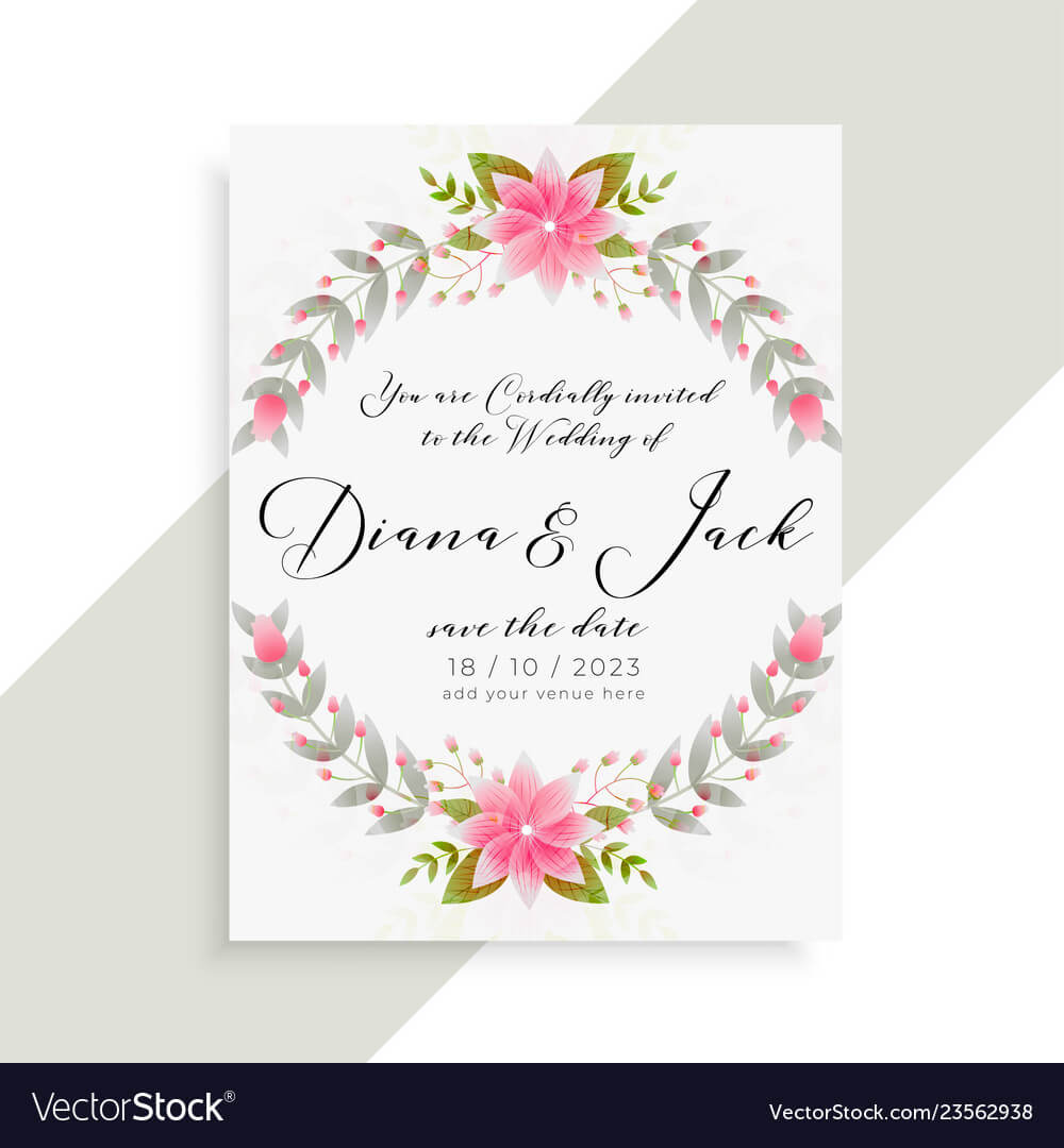 Floral Wedding Invitation Card Elegant Template With Regard To Invitation Cards Templates For Marriage