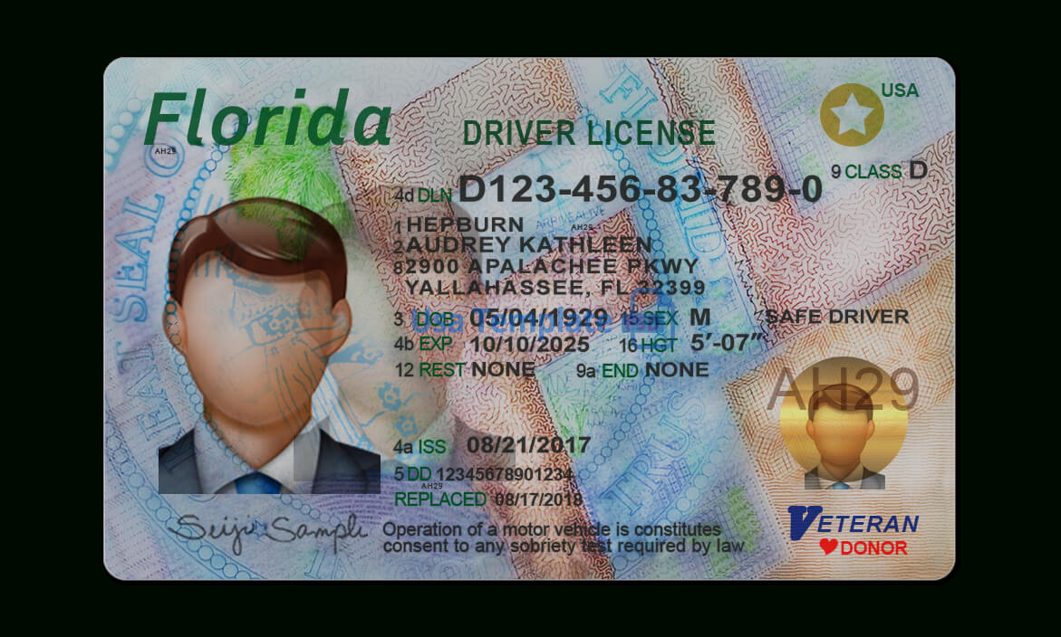 Florida Id Card Template Sample Professional Templates