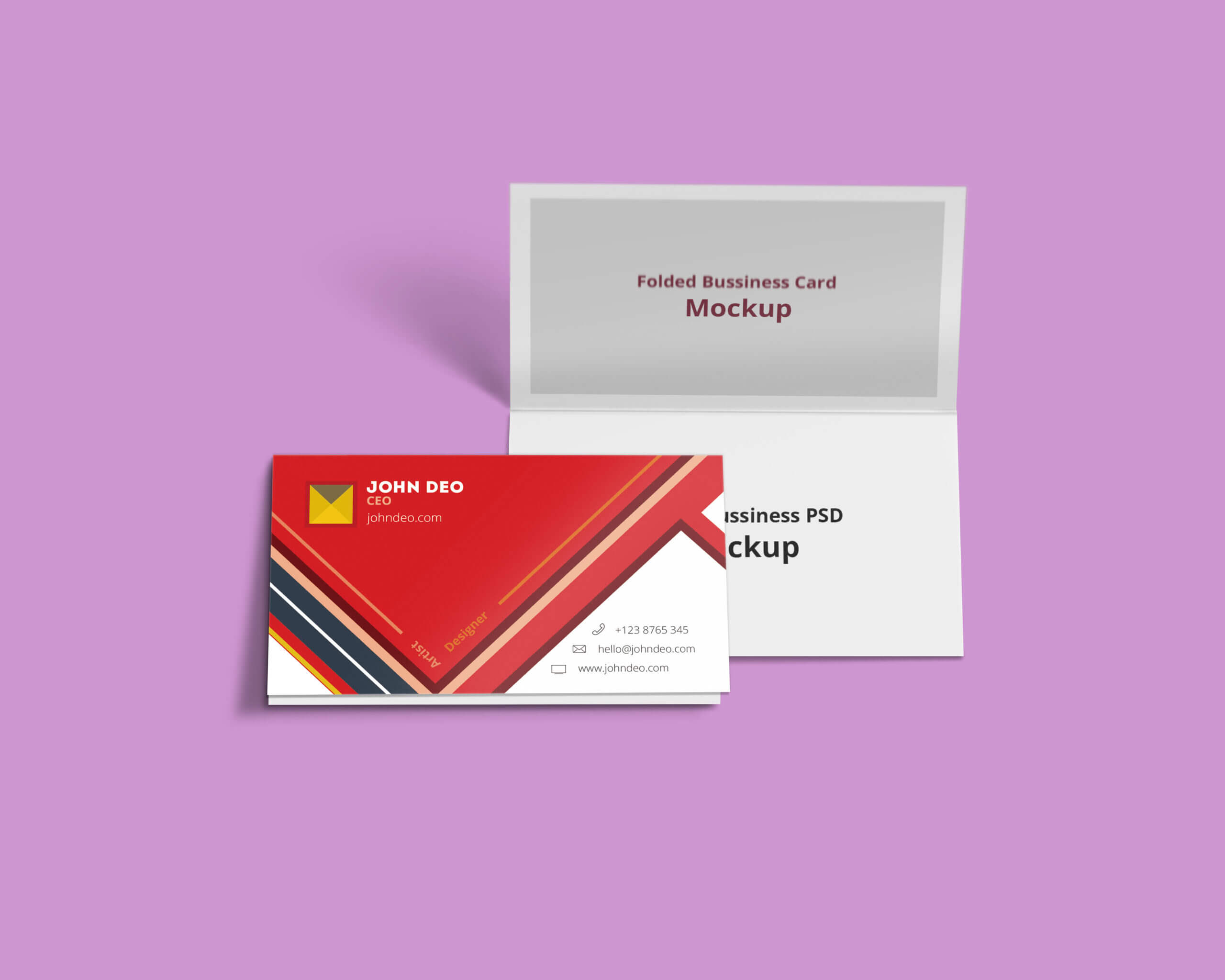 Folded Business Card Psd Mockup – Creativecrunk With Fold Over Business Card Template