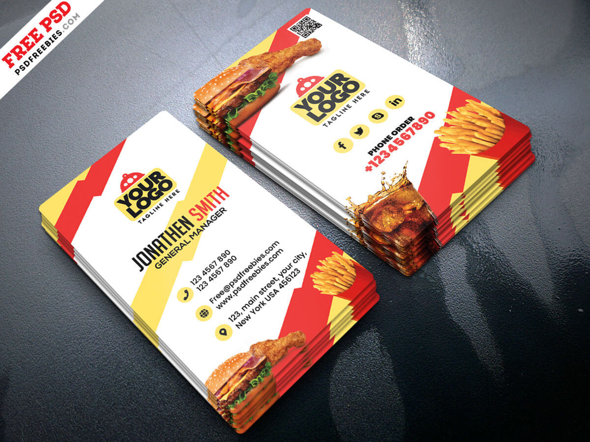Food Restaurant Business Card Psdpsd Freebies On Dribbble Throughout Restaurant Business Cards Templates Free
