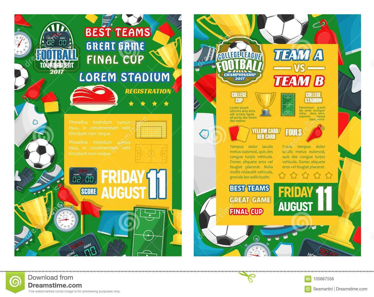 Football Or Soccer Sport Tournament Match Banner Stock Inside Football Referee Game Card Template