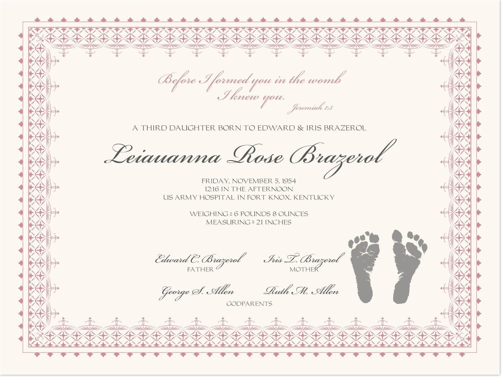 Footprints Baby Certificates | Birth Certificate Template In Birth Certificate Templates For Word