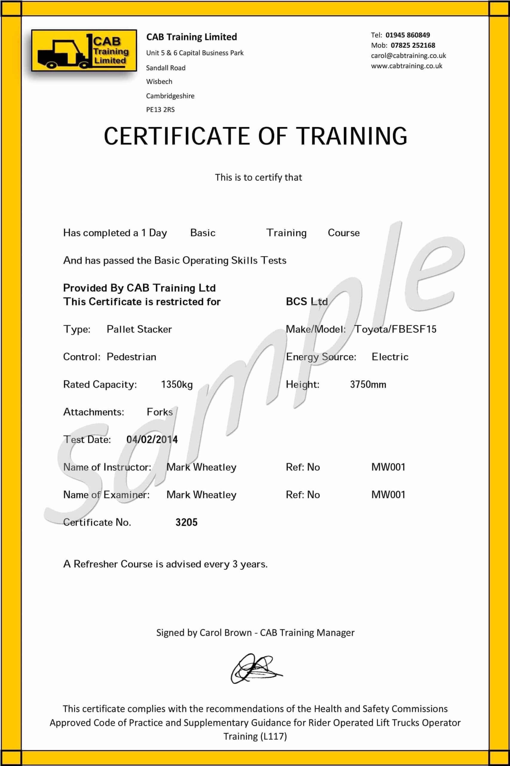 Forklift Operator Card Template – Carlynstudio For Forklift Certification Template