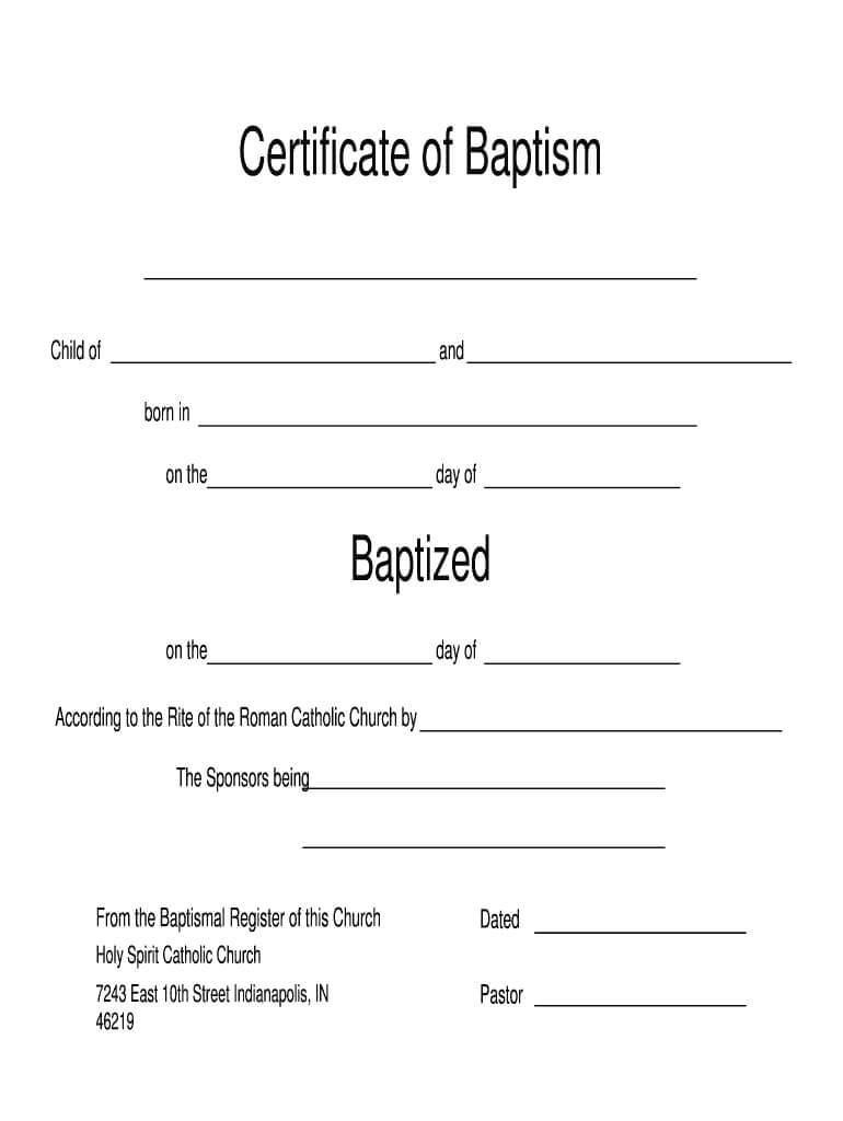 Form Of Baptism – Fill Out And Sign Printable Pdf Template | Signnow Inside Roman Catholic Baptism Certificate Template
