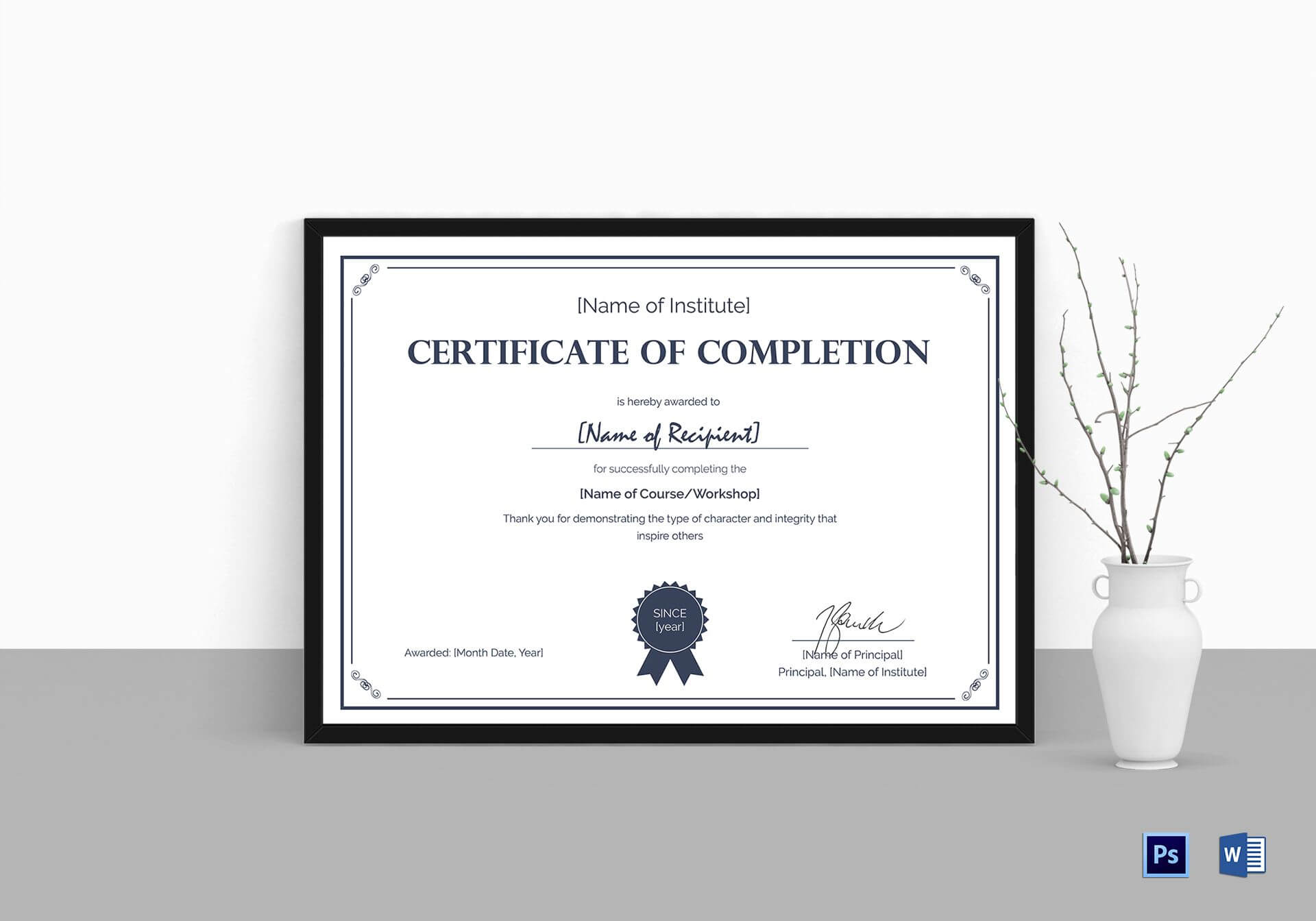 Formal Completion Certificate Template Inside Mock Certificate Template