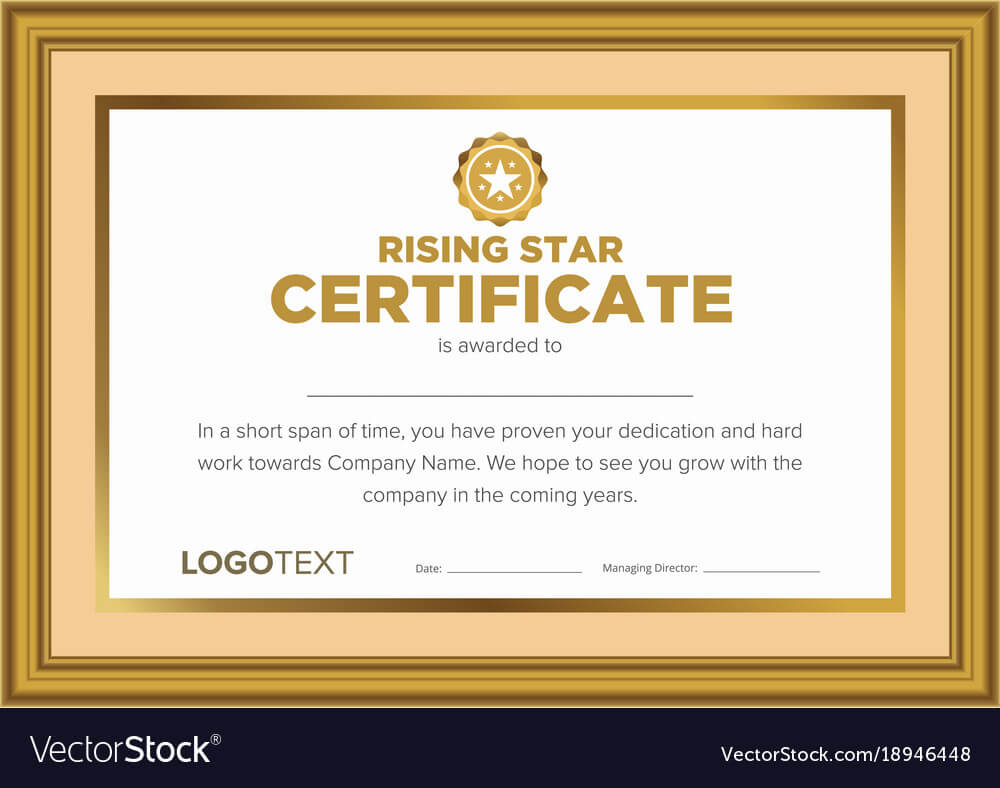 Framed Vintage Rising Star Certificate In Star Certificate Templates Free