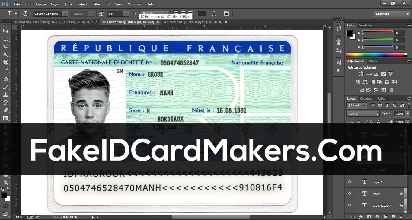 France Id Card Template Psd [Fake Driver License] Pertaining To French Id Card Template