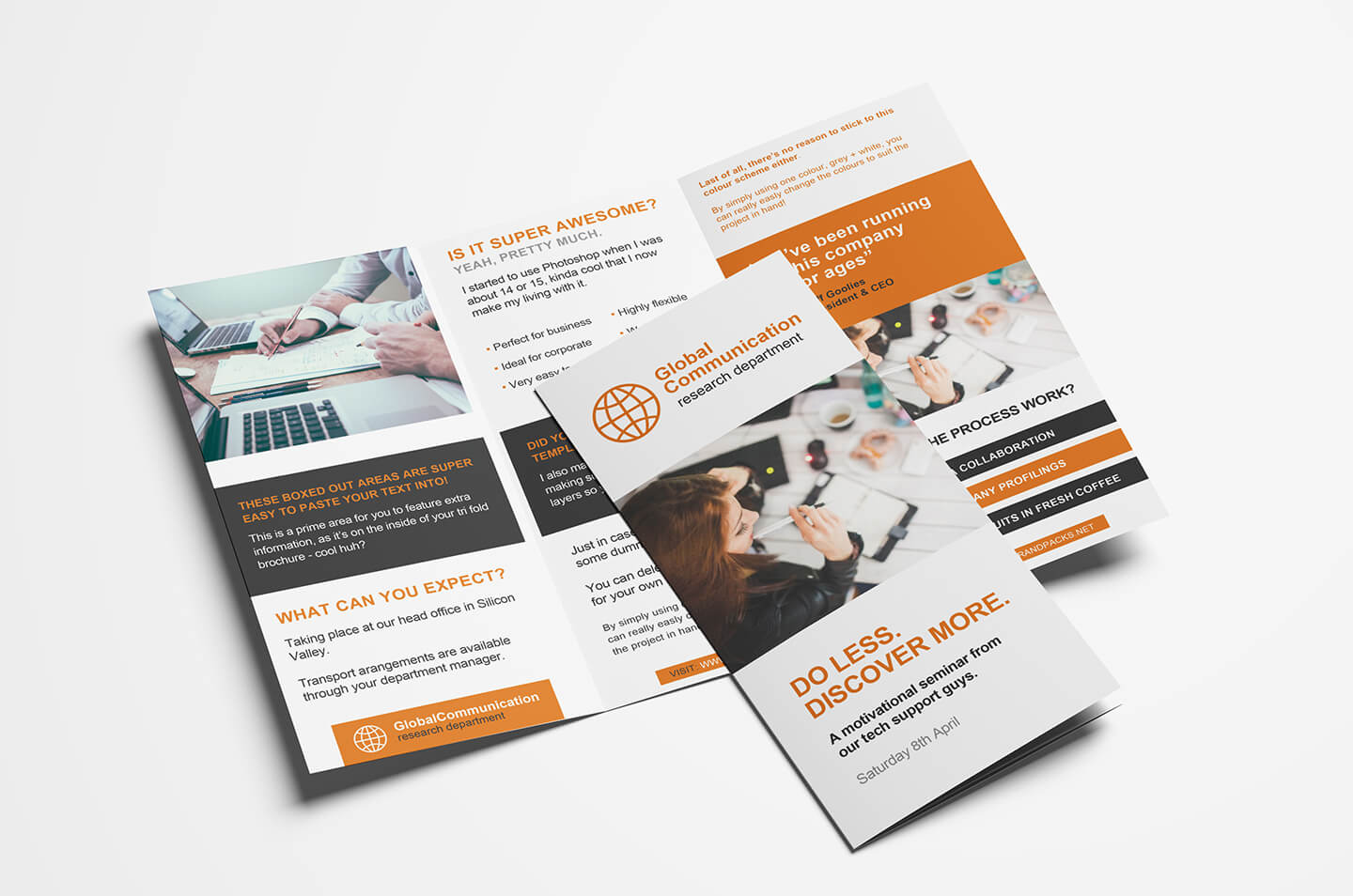 Free 3 Fold Brochure Template For Photoshop & Illustrator Throughout Fold Over Business Card Template