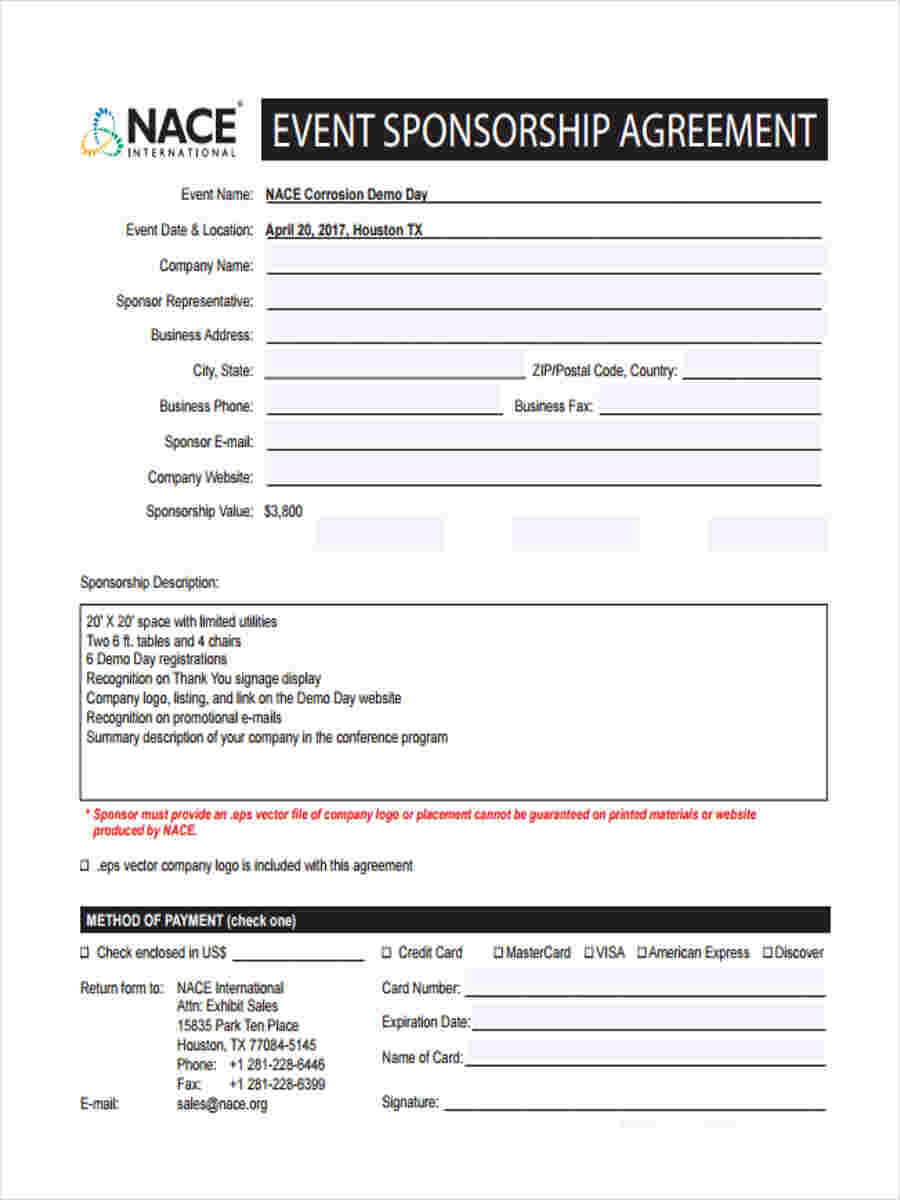 Free 6+ Sample Event Sponsorship Forms In Ms Word | Pdf In Sponsor Card Template