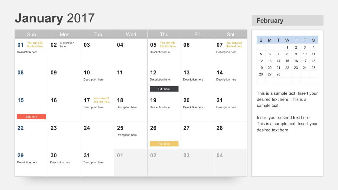 Free Calendar 2017 Template For Powerpoint With Regard To Microsoft Powerpoint Calendar Template