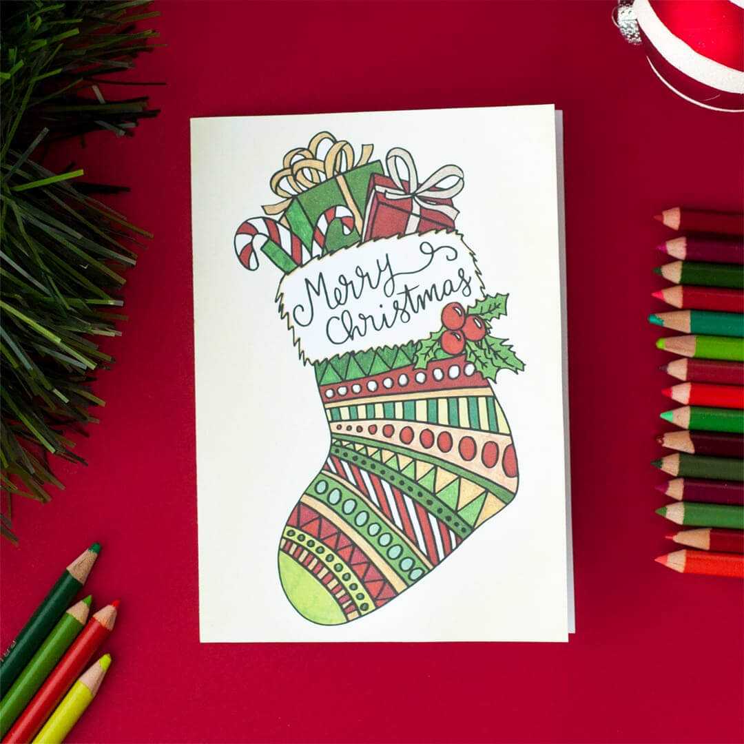 Free Christmas Coloring Card In Diy Christmas Card Templates