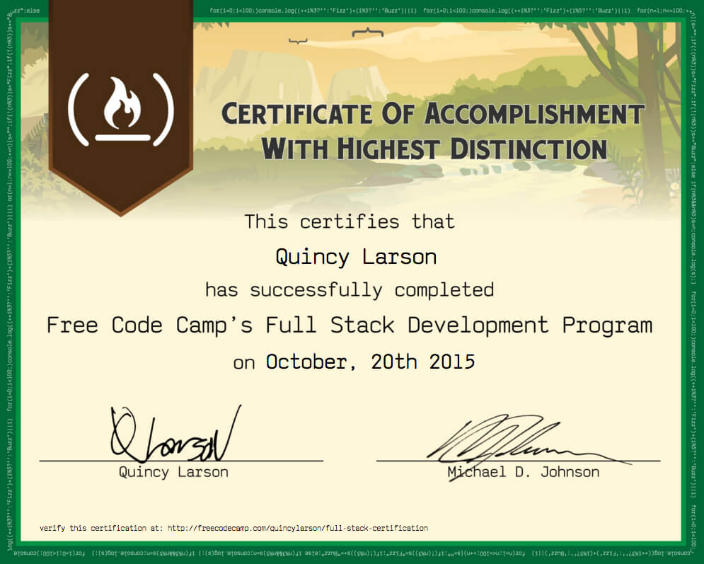 Free Code Camp Full Stack Development Certification With Boot Camp Certificate Template