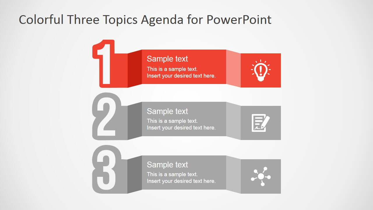 Free Colorful Three Topics Agenda For Powerpoint In Powerpoint Sample Templates Free Download