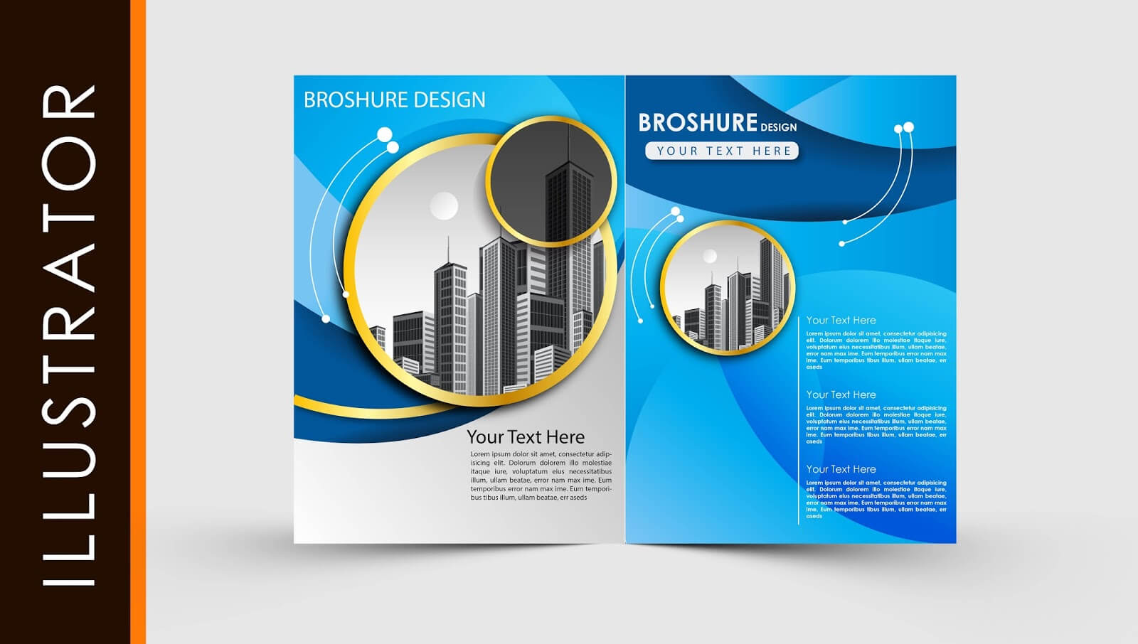 Free Download Adobe Illustrator Template Brochure Two Fold Within Brochure Templates Ai Free Download