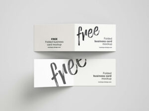 Free Folded Business Cards Mockup (Psd) regarding Fold Over Business Card Template