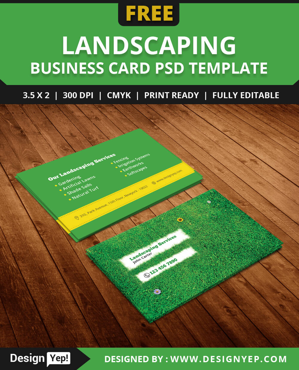 Free Landscaping Business Card Template Psd – Designyep Regarding Gardening Business Cards Templates