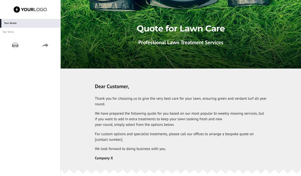Free Lawn Care Quote Template – Better Proposals With Lawn Care Business Cards Templates Free