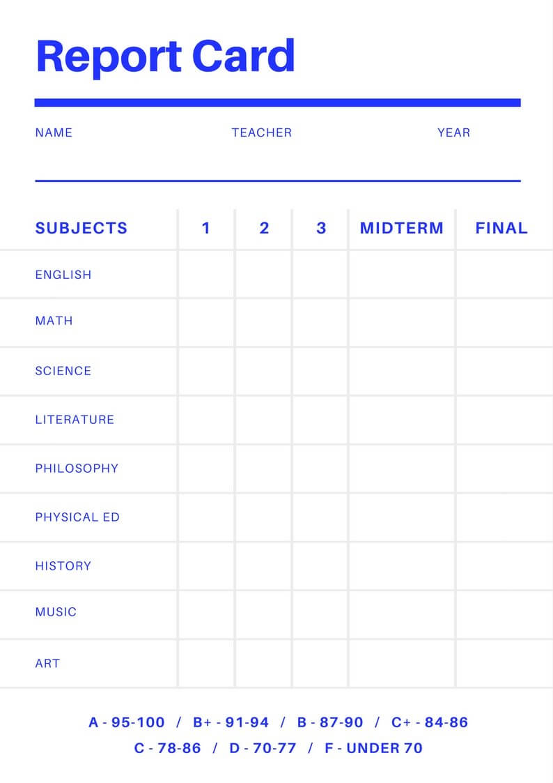 Free Online Report Card Maker: Design A Custom Report Card In Result Card Template