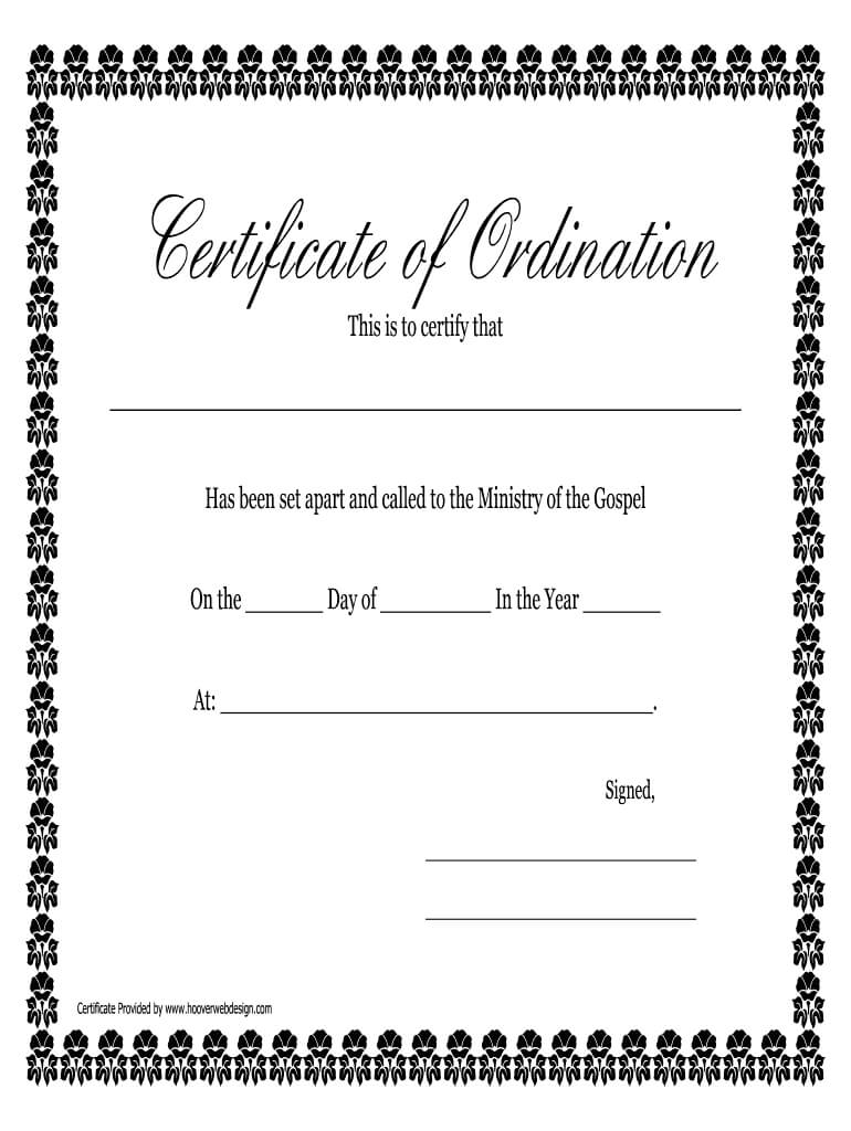 Free Ordination Certificate Template – Great Professional In Free Ordination Certificate Template