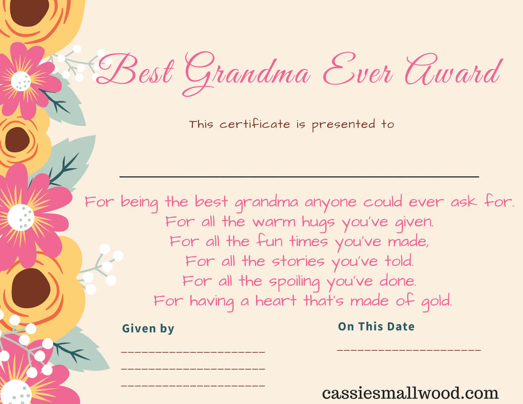 Free Printable Best Grandma Certificate Of Appreciation With Best Teacher Certificate Templates Free