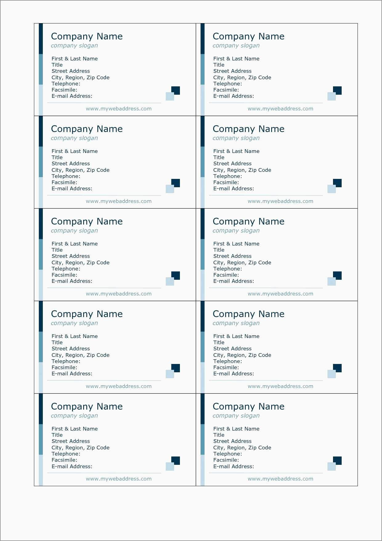 Free Printable Business Card Templates – Barati.ald2014 Regarding Word Template For Business Cards Free