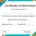 Free Printable Certificate Of Destruction Sample With Certificate Of Disposal Template