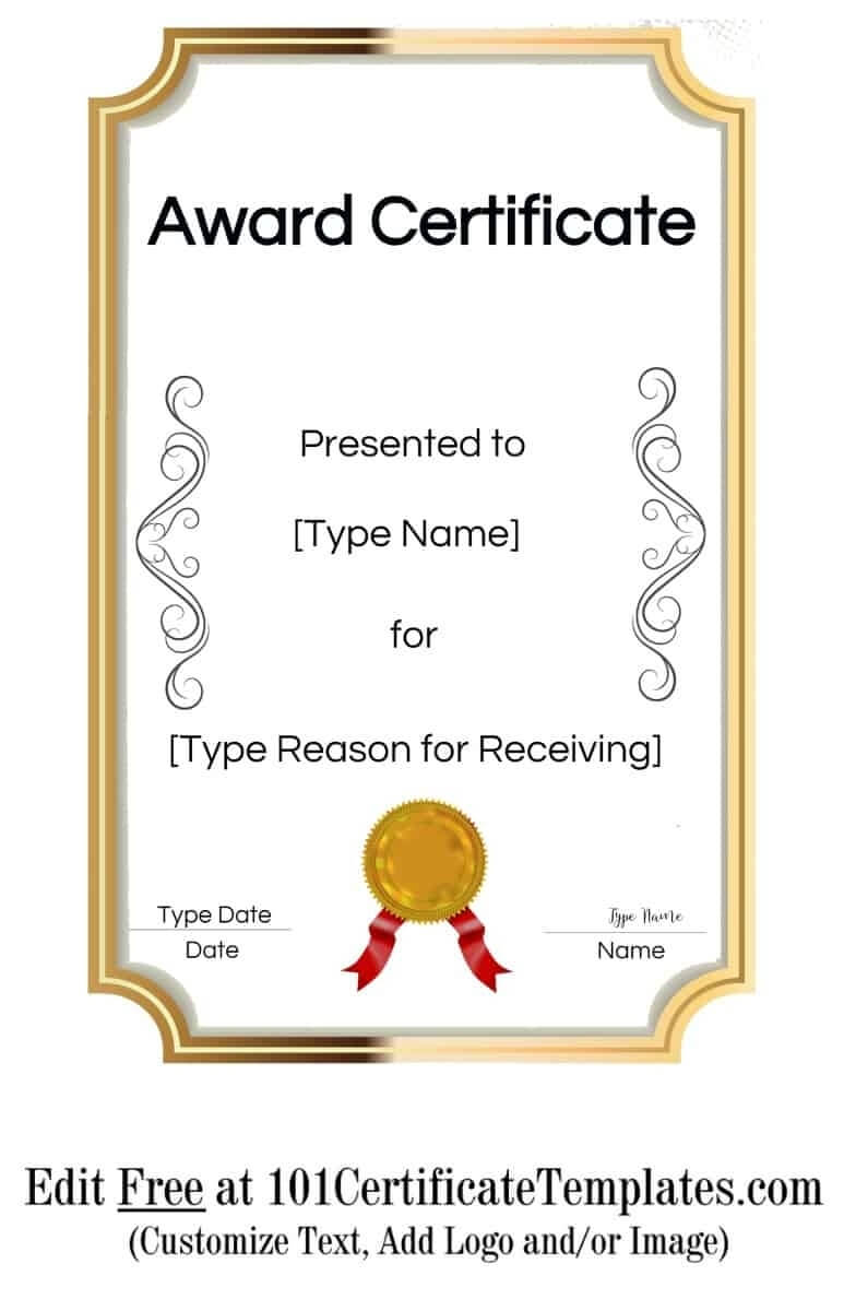 Free Printable Certificate Templates | Customize Online With For Free Printable Blank Award Certificate Templates