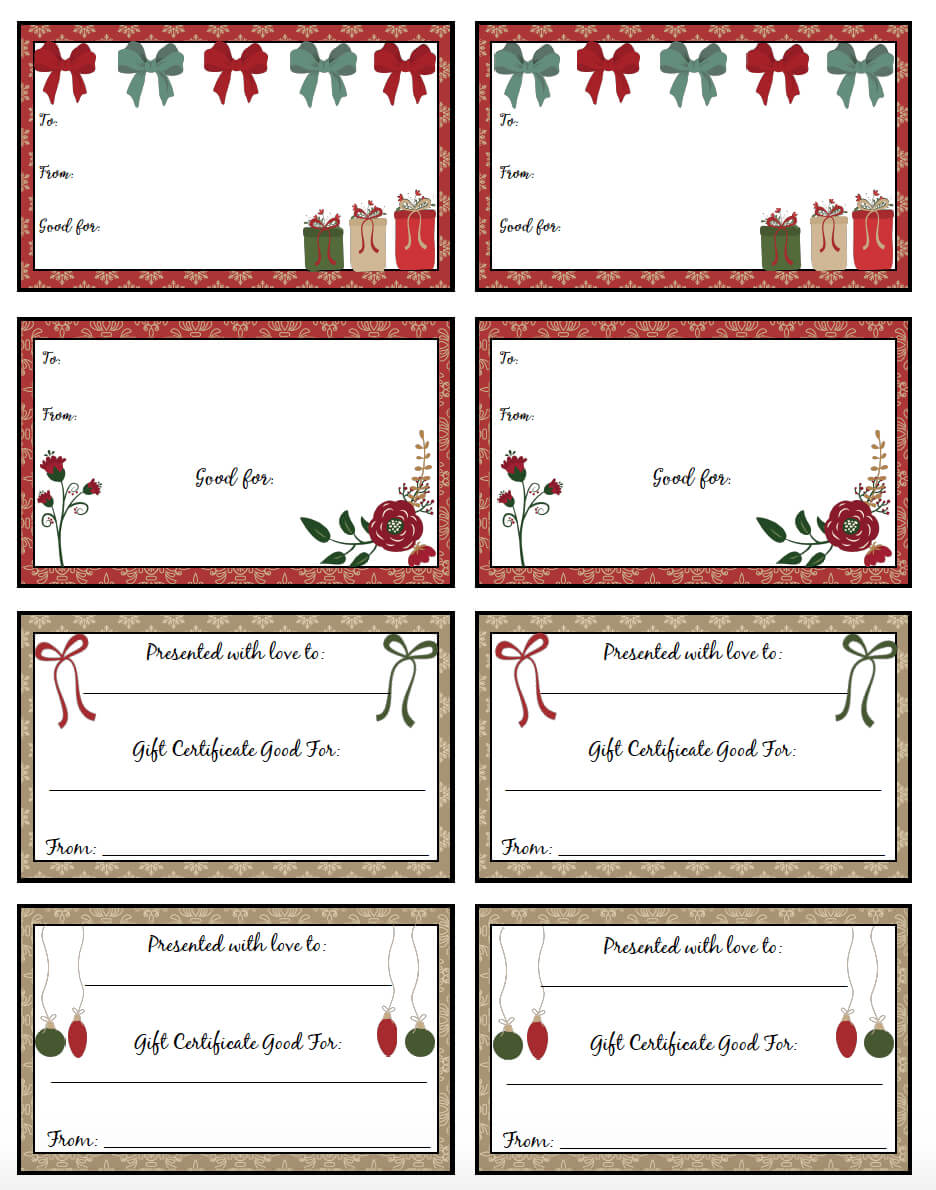 Free Printable Christmas Gift Certificates: 7 Designs, Pick With Regard To Free Christmas Gift Certificate Templates