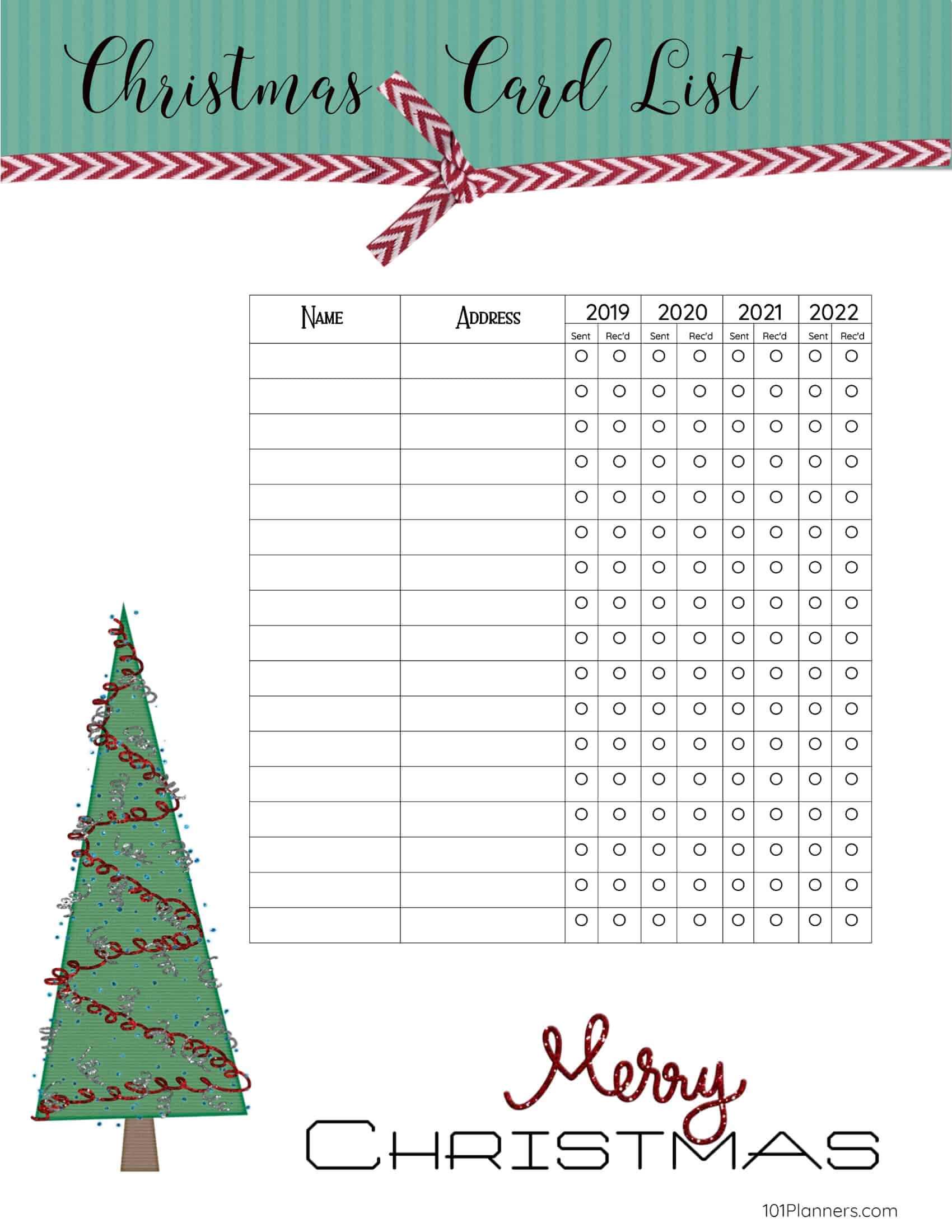 Free Printable Christmas Gift List Template Within Christmas Card List Template