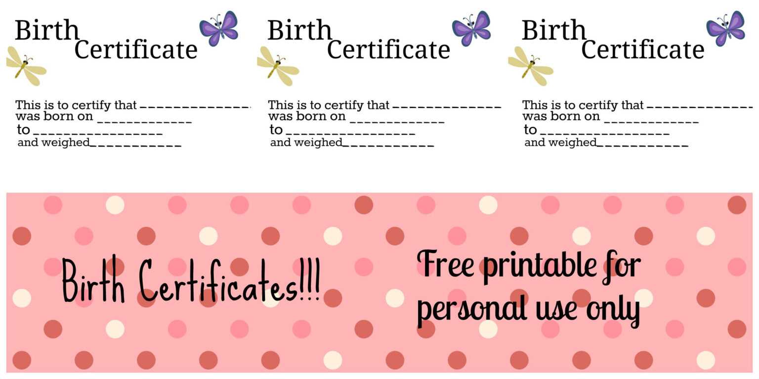 Free Printable Doll Birth Certificates - Free Printable Doll Birth Certificates And Announcements Within Baby Doll Birth Certificate Template 1536x768 