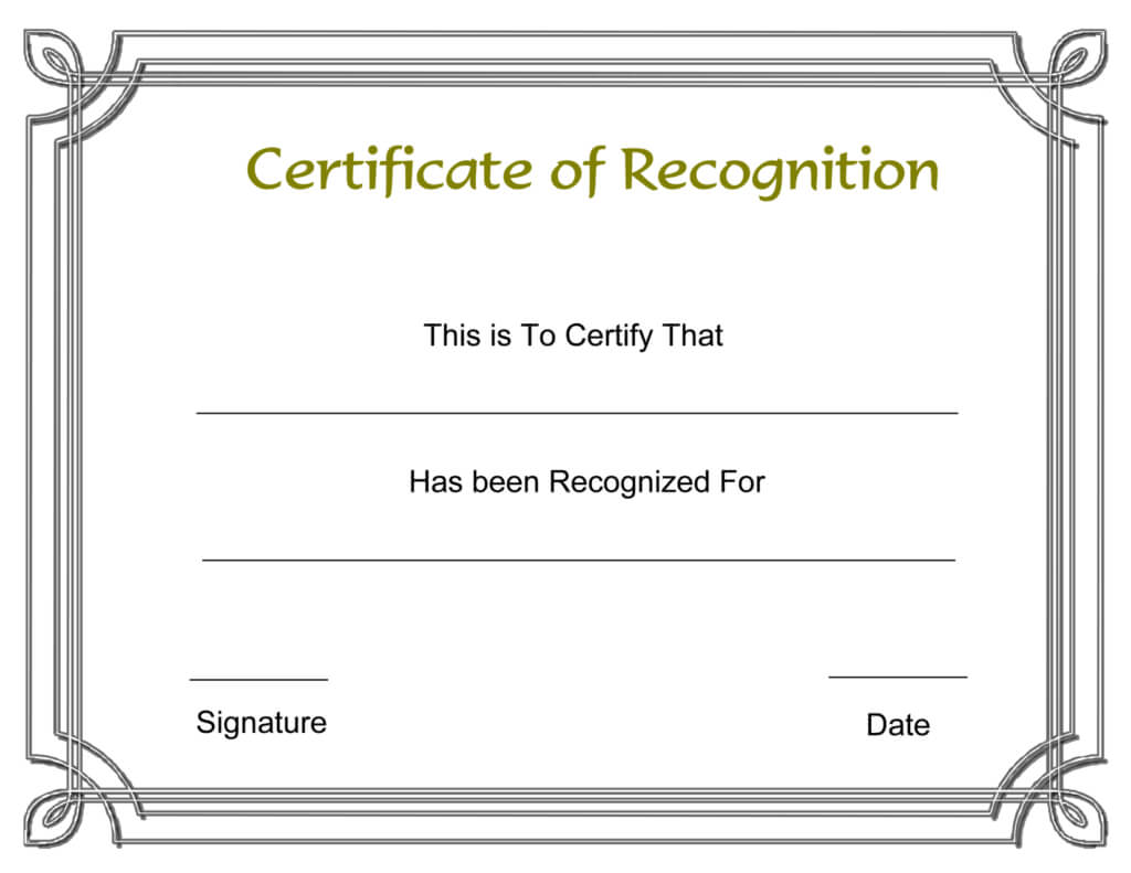 Free Printable Employee Certificate Of Recognition Template For Sample Certificate Of Recognition Template