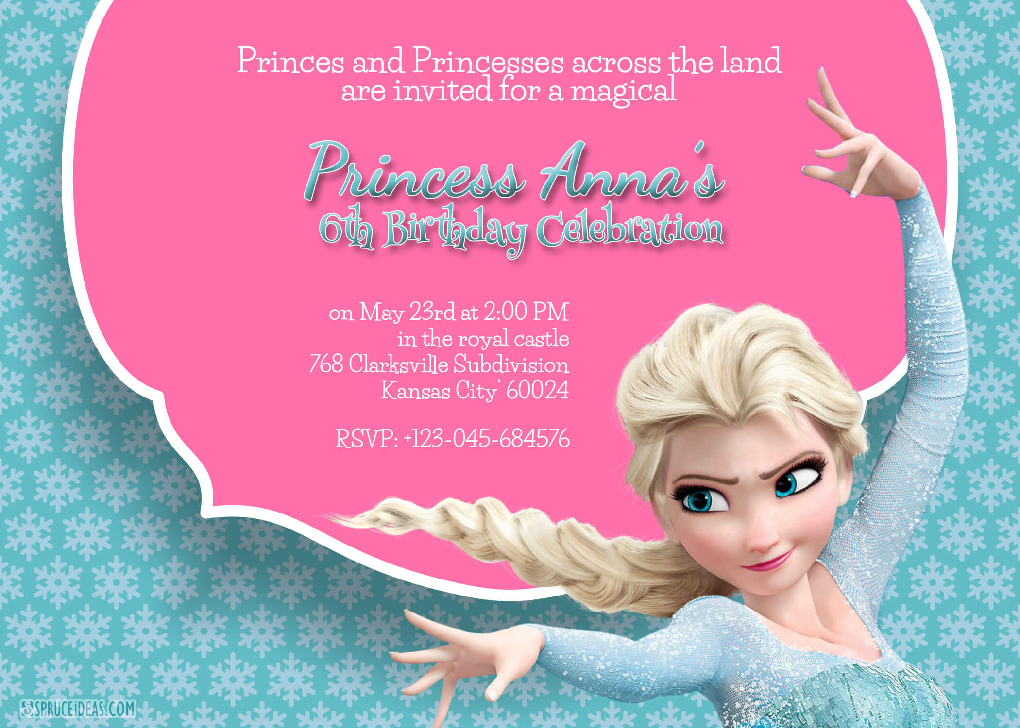Free Printable Frozen Elsa Birthday Party Invitation Template Throughout Frozen Birthday Card Template