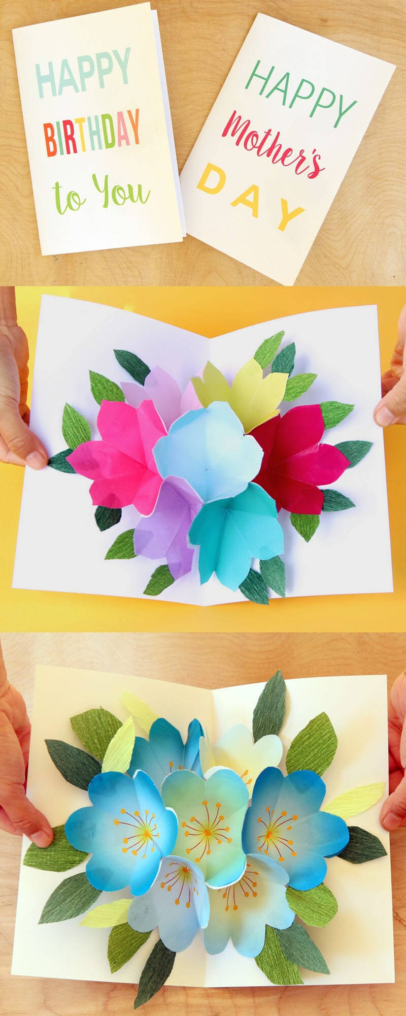 Free Printable Happy Birthday Card With Pop Up Bouquet – A For Free Printable Pop Up Card Templates