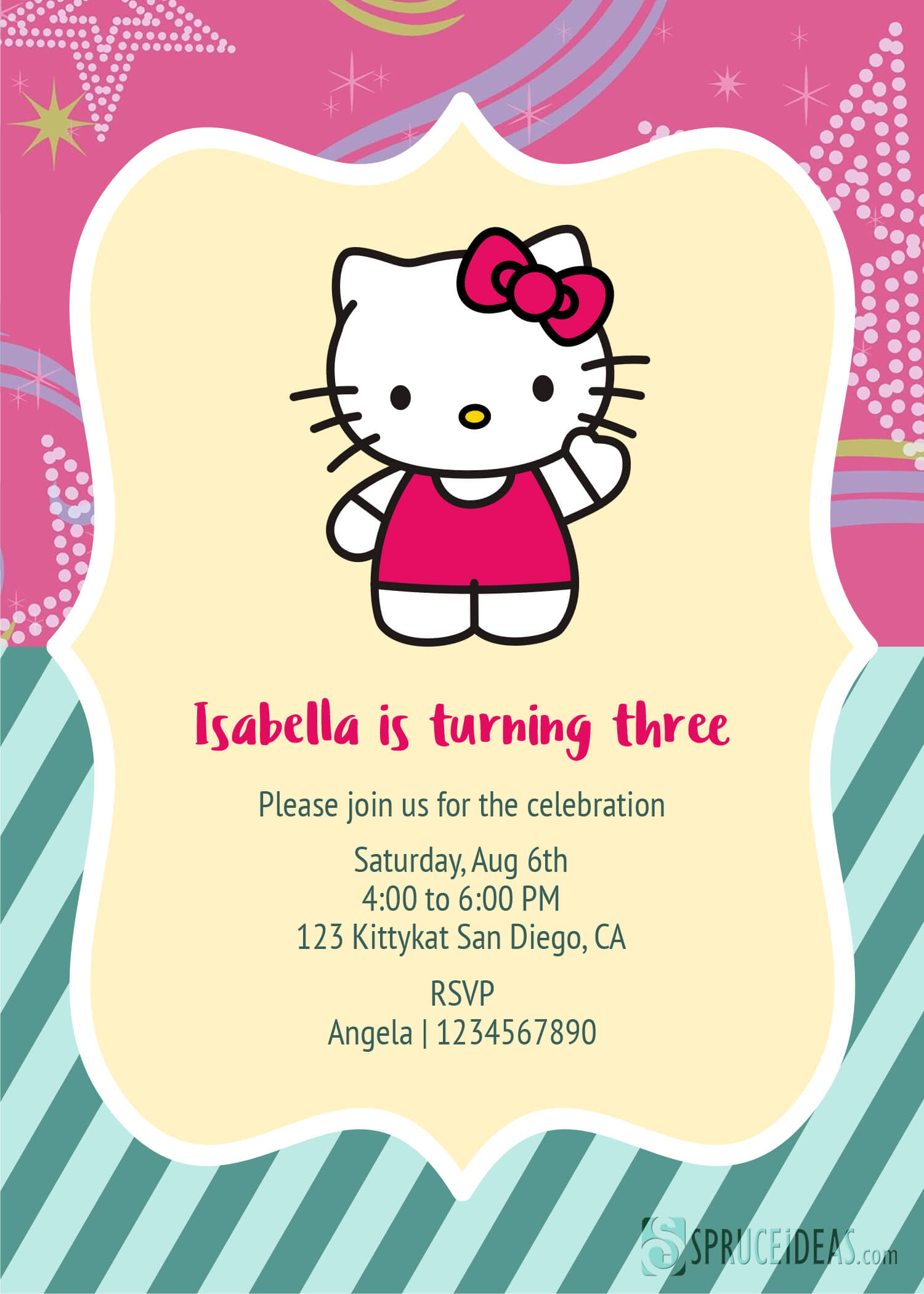 Free Printable Hello Kitty Birthday Invitation Card Template Regarding Hello Kitty Birthday Card Template Free