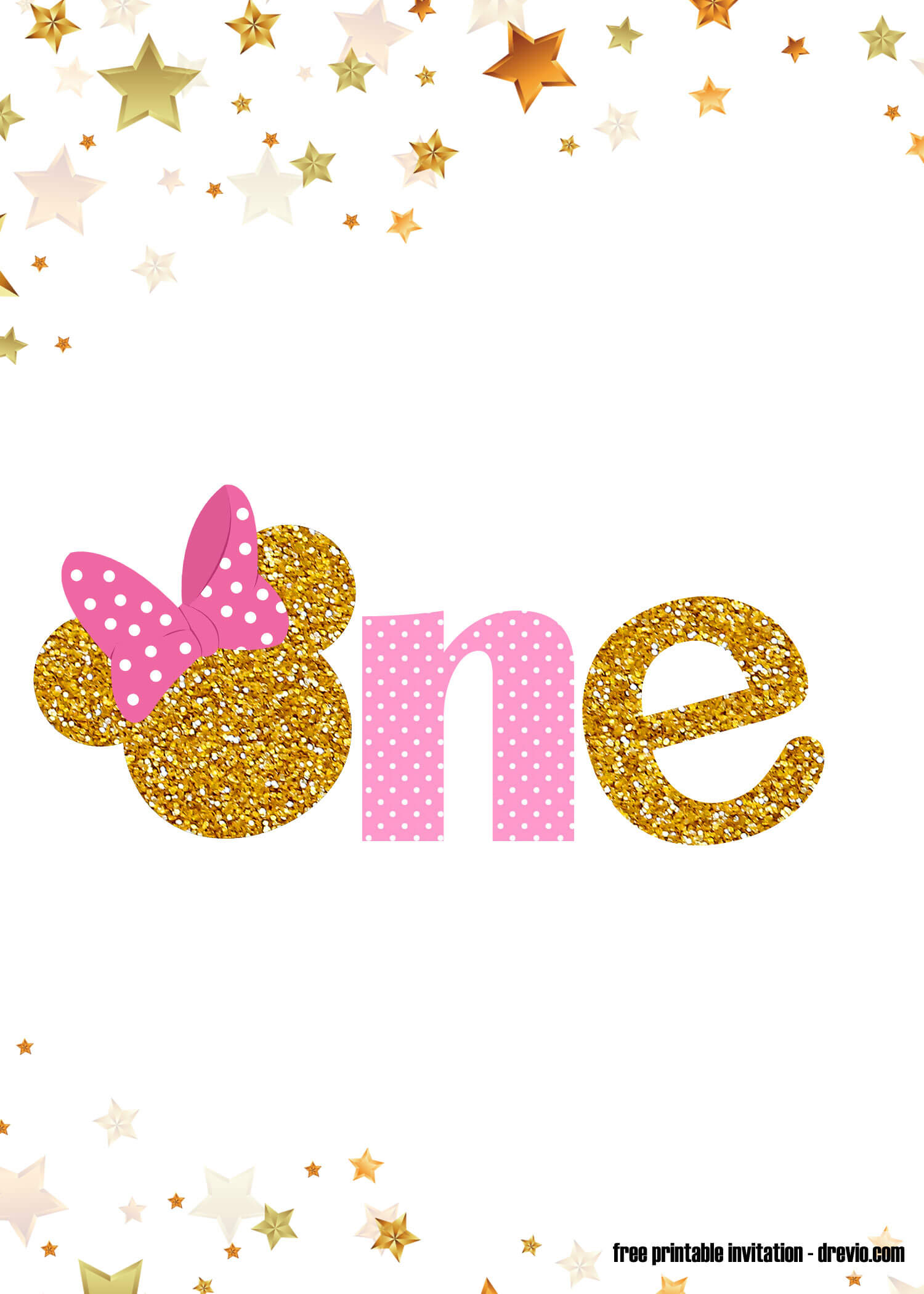 Free Printable Pink And Gold Minnie Mouse 1St Birthday For Minnie Mouse Card Templates
