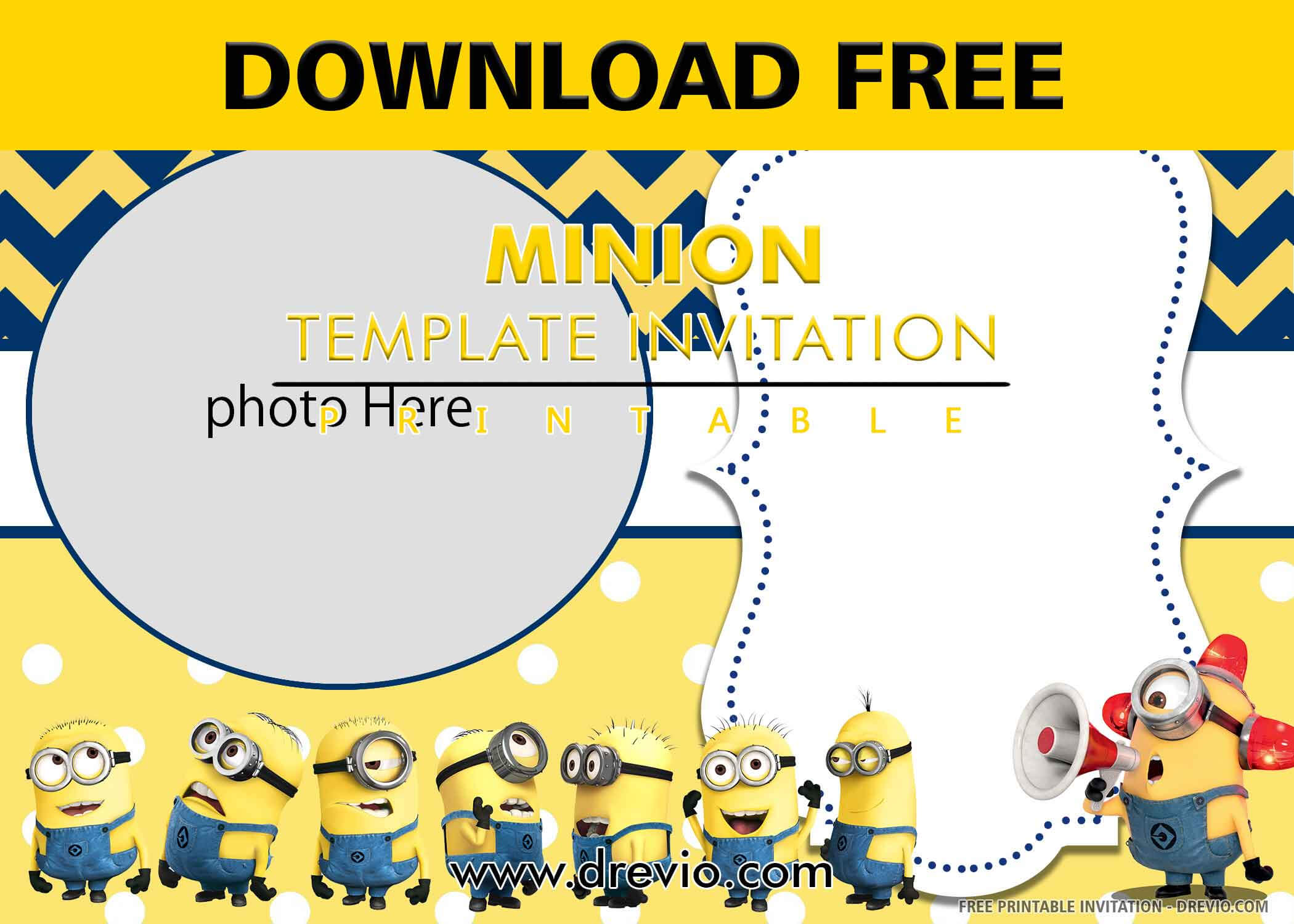 Free Printable) – Yellow Minions Birthday Invitation Pertaining To Minion Card Template