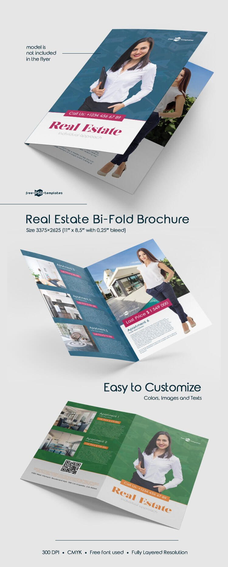Free Real Estate Bi Fold Brochure In Psd | Free Psd Templates With Regard To Real Estate Brochure Templates Psd Free Download