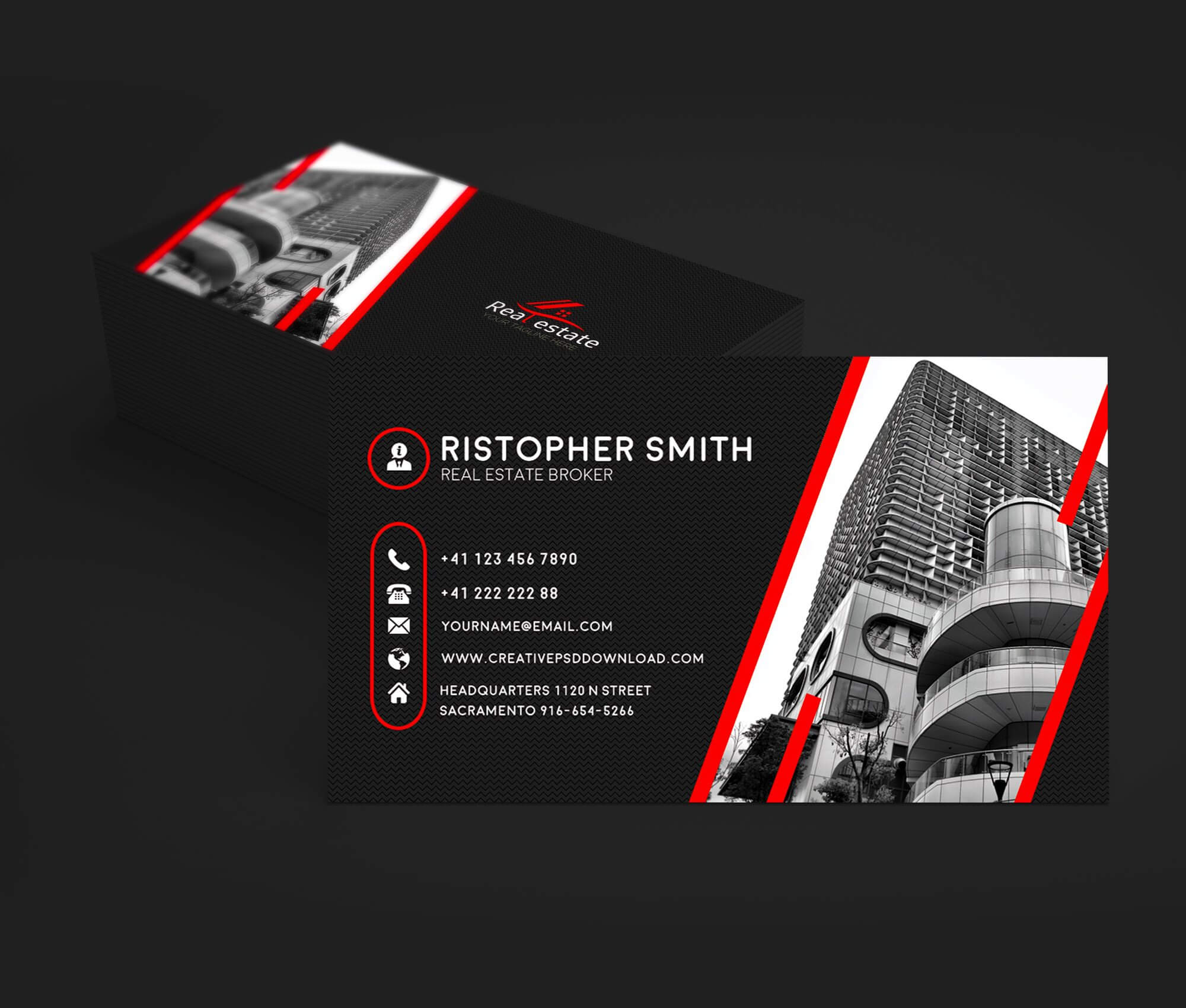 Free Real Estate Business Card Psd Template Pertaining To Real Estate Business Cards Templates Free