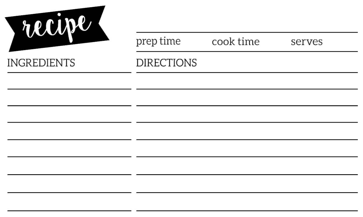 Free Recipe Card Template Printable – Paper Trail Design Inside Free Templates For Cards Print