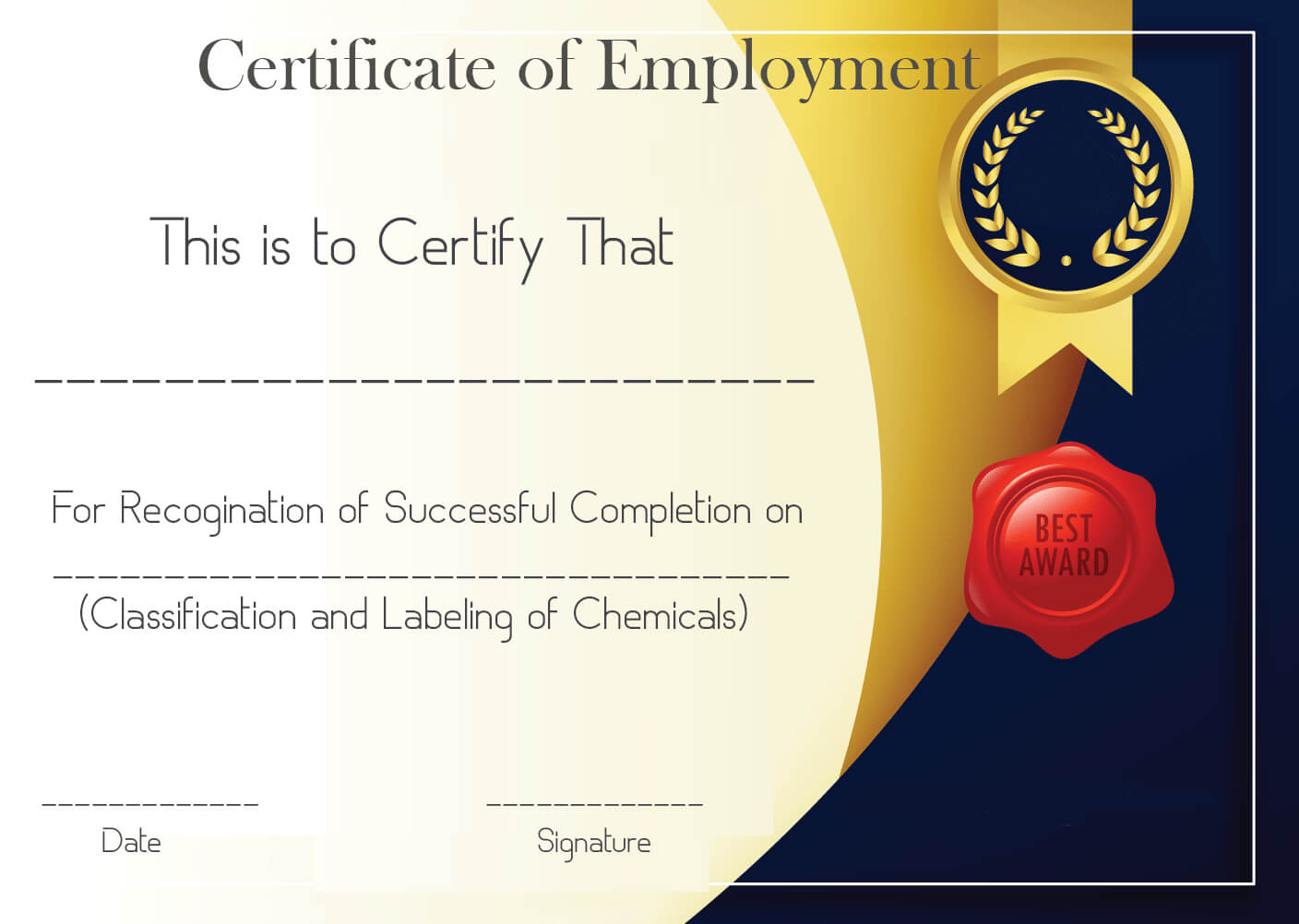 Free Sample Certificate Of Employment Template | Certificate Intended For Good Job Certificate Template