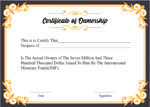 Free Sample Certificate Of Ownership Templates | Certificate intended for Certificate Of Ownership Template