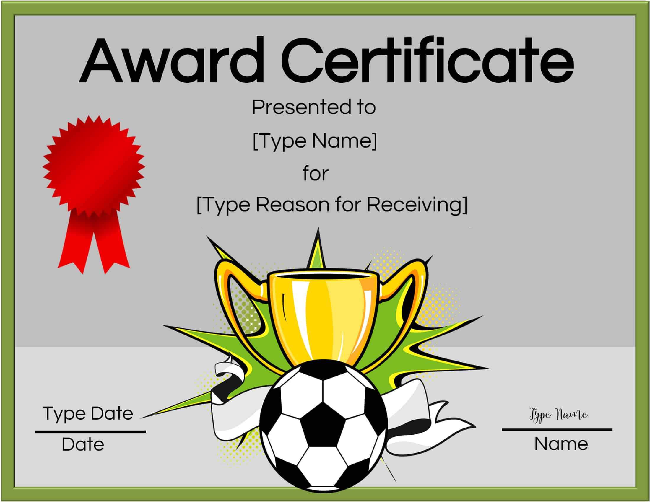 Free Soccer Certificate Maker | Edit Online And Print At Home Inside Soccer Award Certificate Template