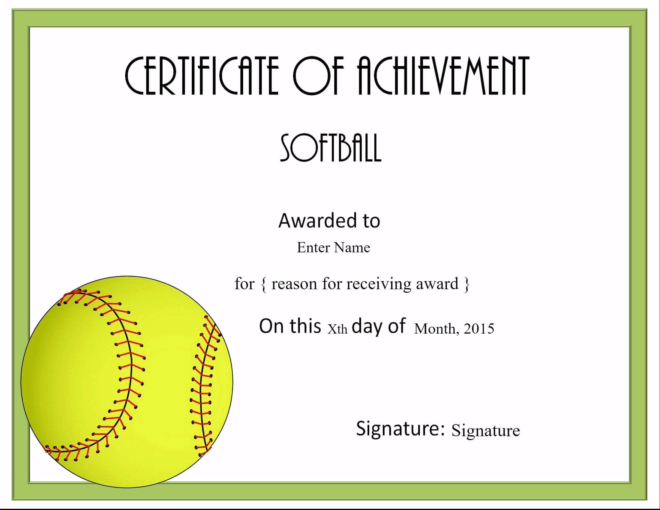 Free Softball Certificate Templates - Customize Online With Regard To Softball Certificate Templates Free