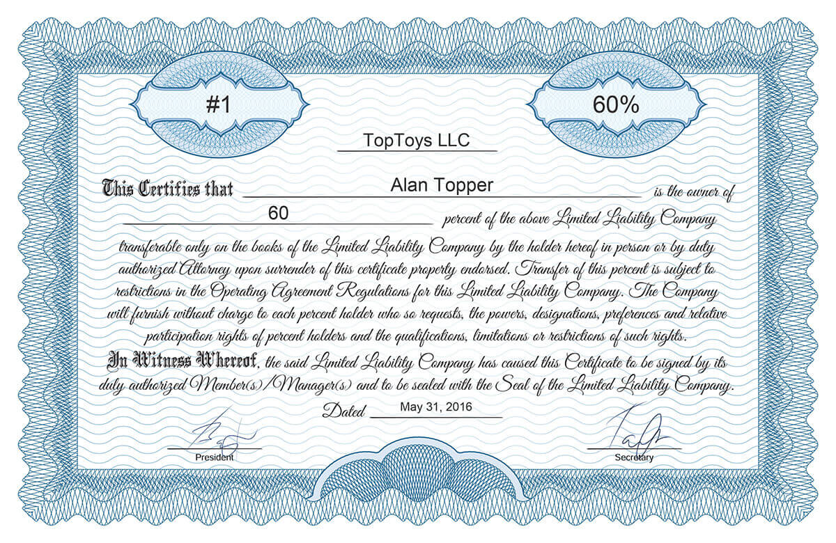 Free Stock Certificate Online Generator Intended For Llc Membership Certificate Template