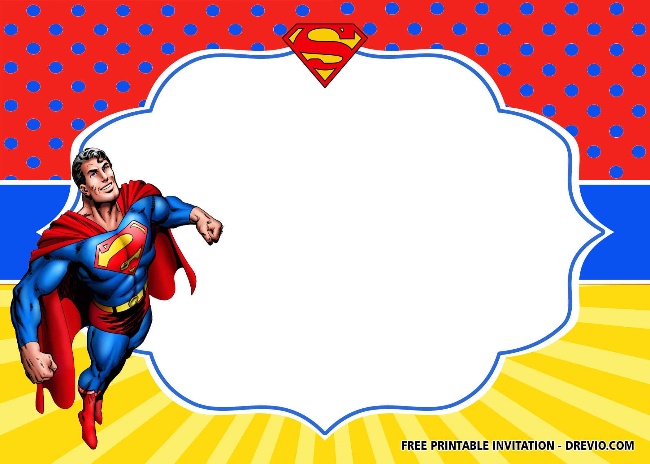 Free Superhero Superman Birthday Invitation Templates – Bagvania Inside Superhero Birthday Card Template