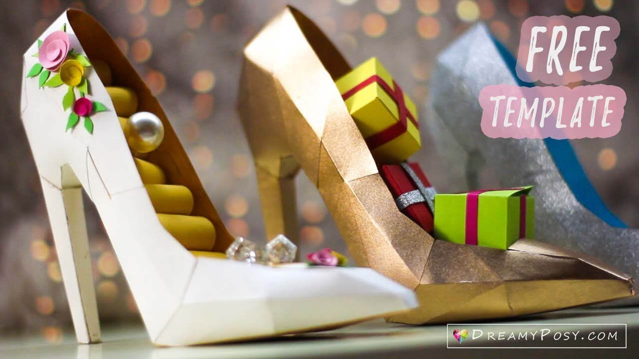 Free Template: How To Make Paper 3D High Heel Shoe Within High Heel Shoe Template For Card