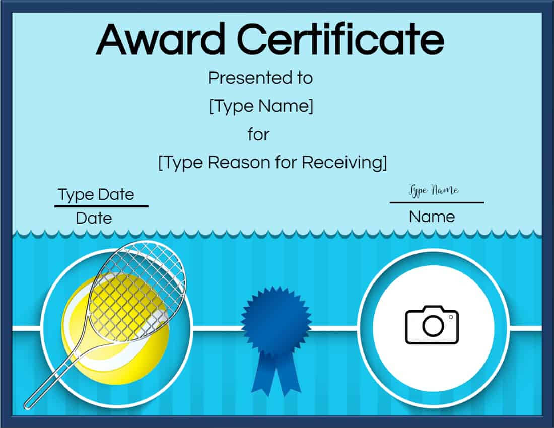 Free Tennis Certificates | Edit Online And Print At Home Inside Tennis Certificate Template Free