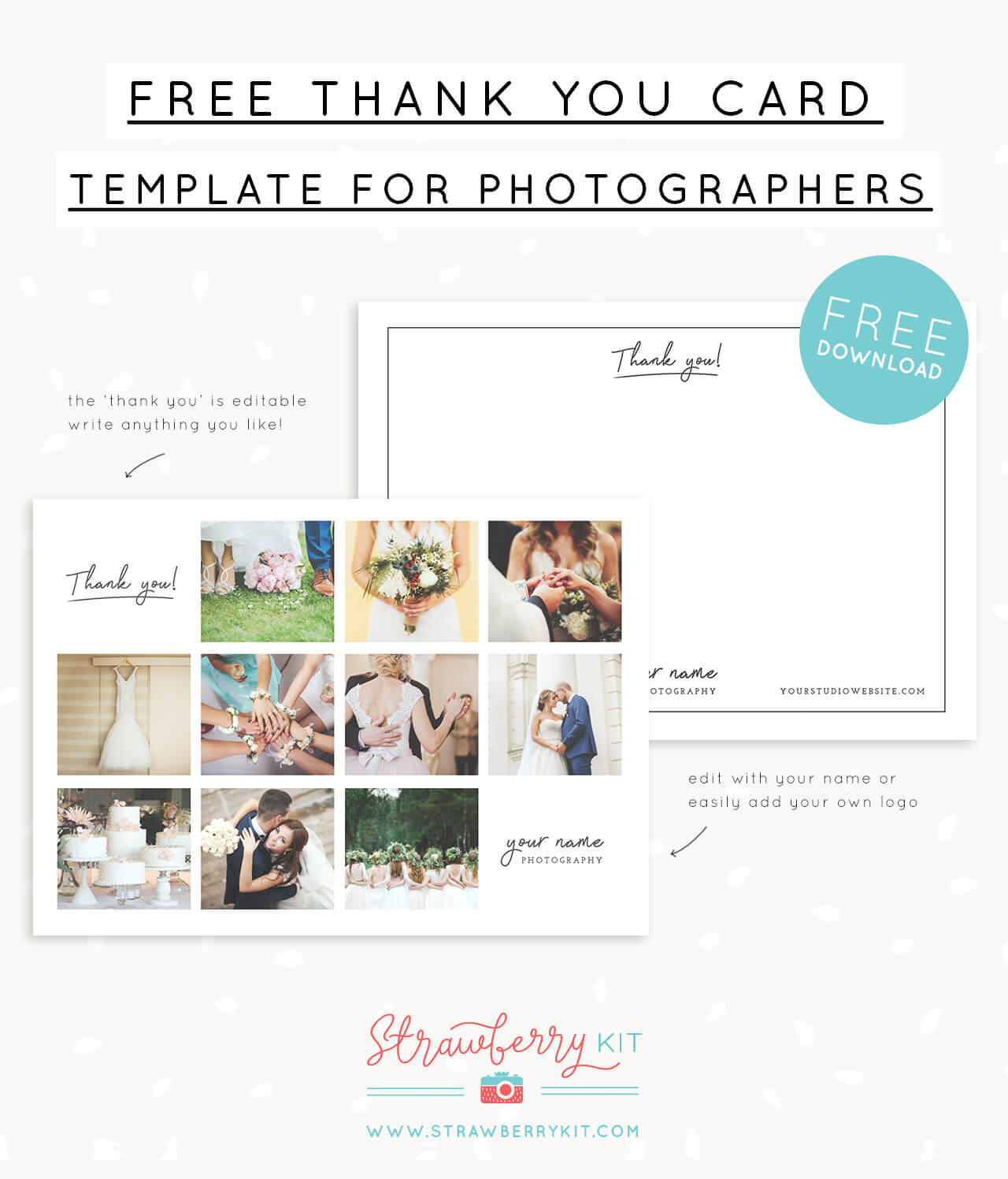 Free Thank You Note Card Template With Collage For Regarding Thank You Note Card Template